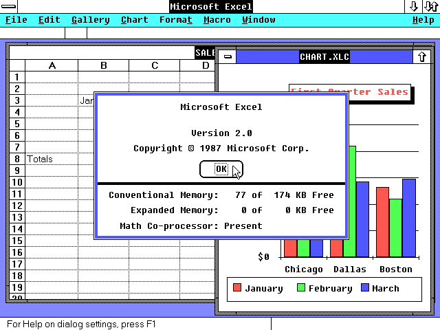 Microsoft Excel 2.0 About Dialog (1987)